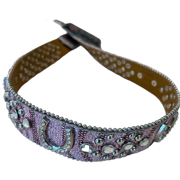 Cowgirl Up Buckle Rhinestone Pink Belt Size XS - Picture 4 of 4